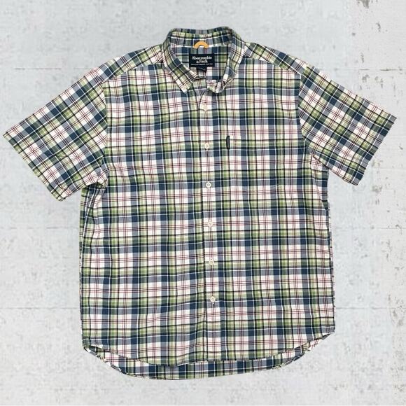 Abercrombie & Fitch Men’s Plaid Short Sleeve Button Down Shirt Size L Preppy - Picture 1 of 9